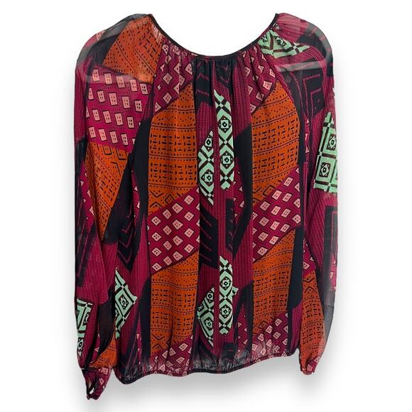 Diane Von Furstenberg Womens Blouse Sz M Collage‎ Hathaway Ethnic Collection NEW - Picture 6 of 11